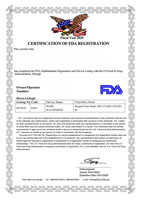 Certification of FDA Registration for Surgical Face Mask MN-175 MN-130 MN-80