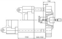 Plastics Injection Machine, Platen Dimensions, SE1250-10700 Side