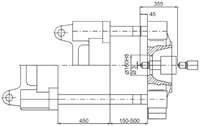 Plastics Injection Machine, Platen Dimensions, SE160-630 Side
