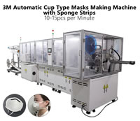 05 3M Automatic Cup Type Masks Making Machine with Sponge Strips, 10-15pcs per Minute