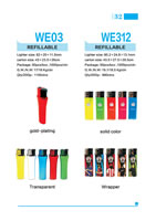 Semi-Finished Lighters Parts 32, Electronic Lighters WE03, WE312, Refillable